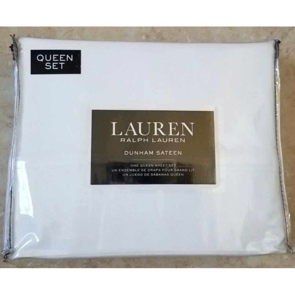 Lauren Ralph Lauren Dunham Sateen QUEEN XDP Sheet Set‎ 4pc White NEW